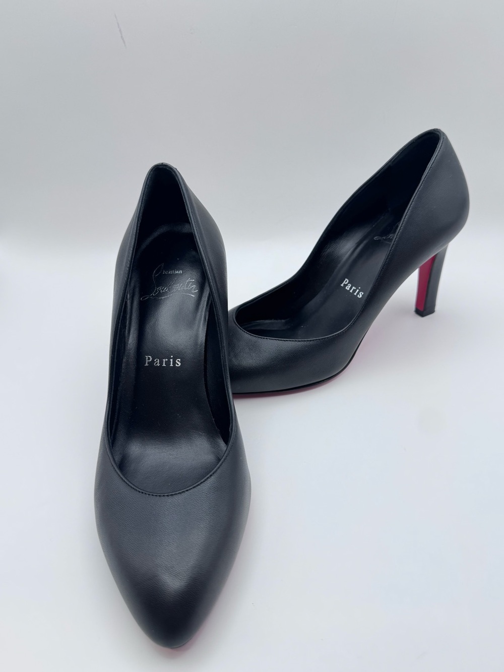 Christian Louboutin Fannylove Pumps Black Leather Red Sole Size 35.5